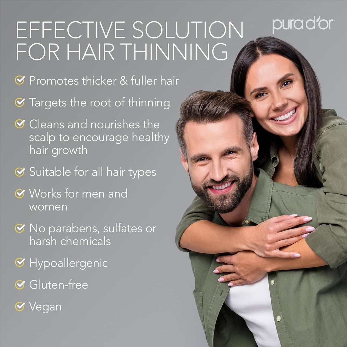 PURA D'OR Anti-Thinning Biotin Shampoo & Deep Moisturizing Conditioner Original Gold Label Set