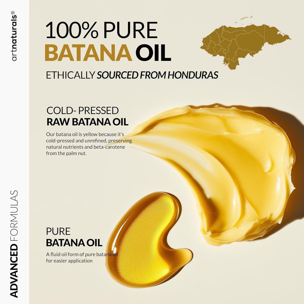 Batana Oil for Hair Growth – 4Pc Set: Raw Batana oil 4oz + 4.2oz Paste, Lash Wand & Brow Brush