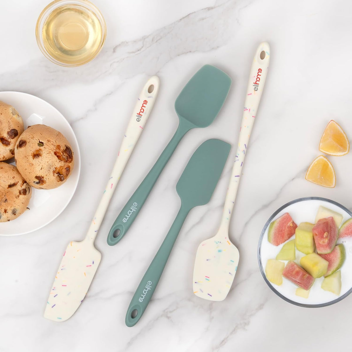 Elihome Skinny Silicone Spoonula - Non-Stick Heat Resistant Silicone Scraper Spatula for Mixing