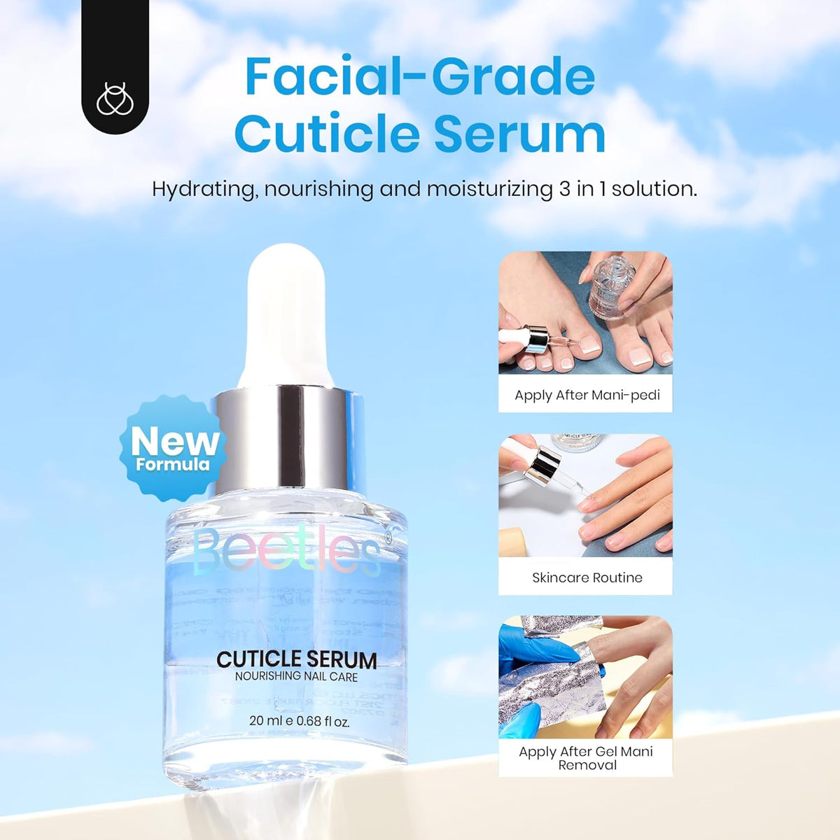 Beetles Cuticle Serum for Nail 20ml Nail Care Cuticle Repair Oil with Jojoba Oil & Vitamin E Nail