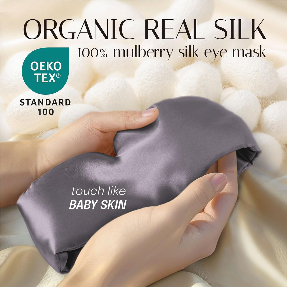 Silk Sleep Mask Soft Pressureless: 100% Mulberry Silk for Eye Skin Anti Wrinkles, Large Size for