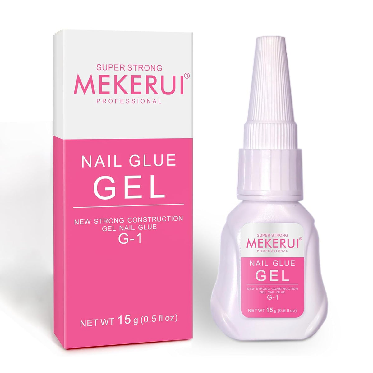 Super Strong Nail Glue Gel (15g) for Press on Nails,Drip and Clog Proof,7S Quickly Dry Without UV
