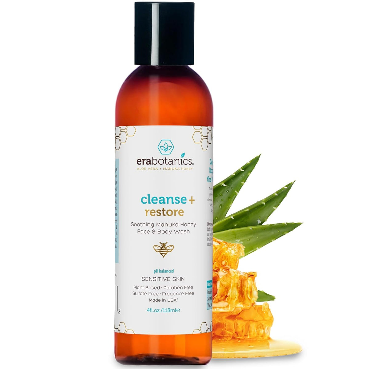 Manuka Honey Face Wash for Women and Men - Sulfate Free Moisturizing Cleanser with Organic Aloe