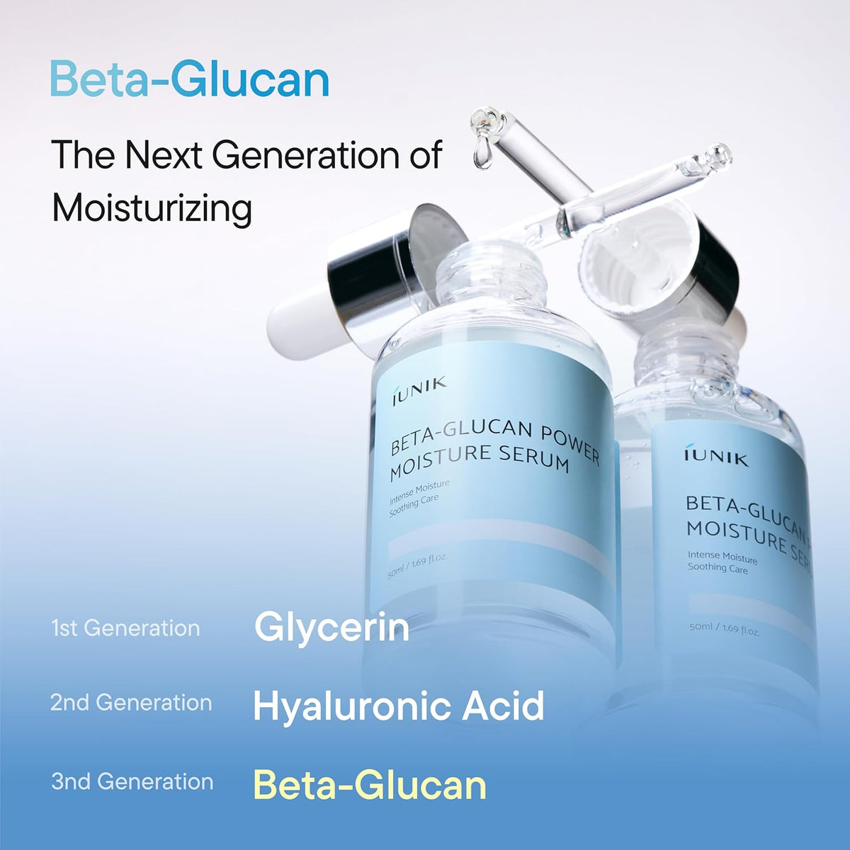 IUNIK Beta-Glucan Power Deep Moisture Vegan Serum Intense Hydration Mushroom Yeast Extracts