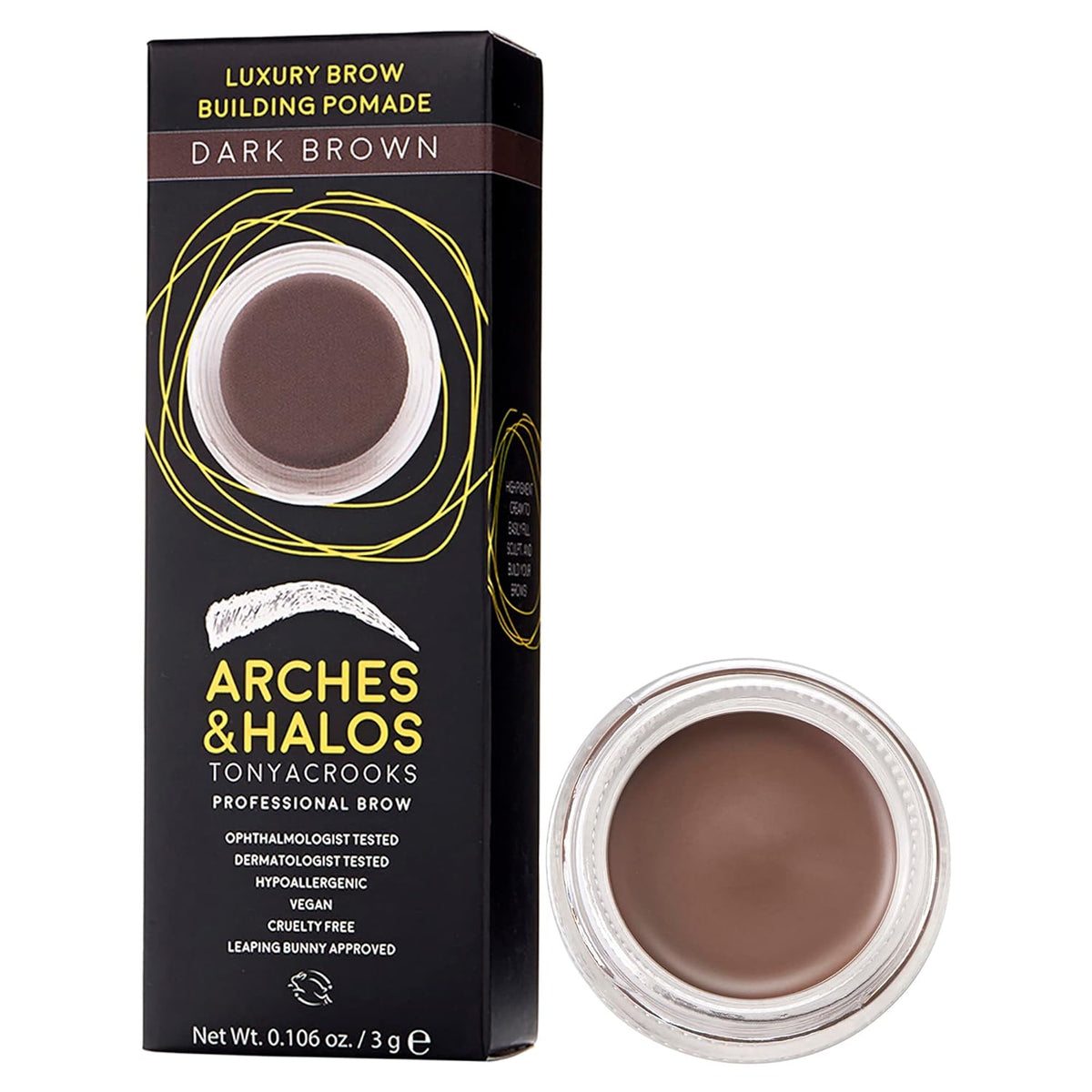 Arches and Halos Luxury Brow Building Pomade - Vegan Eyebrow Pomade - Creamy, Long Wearing Color