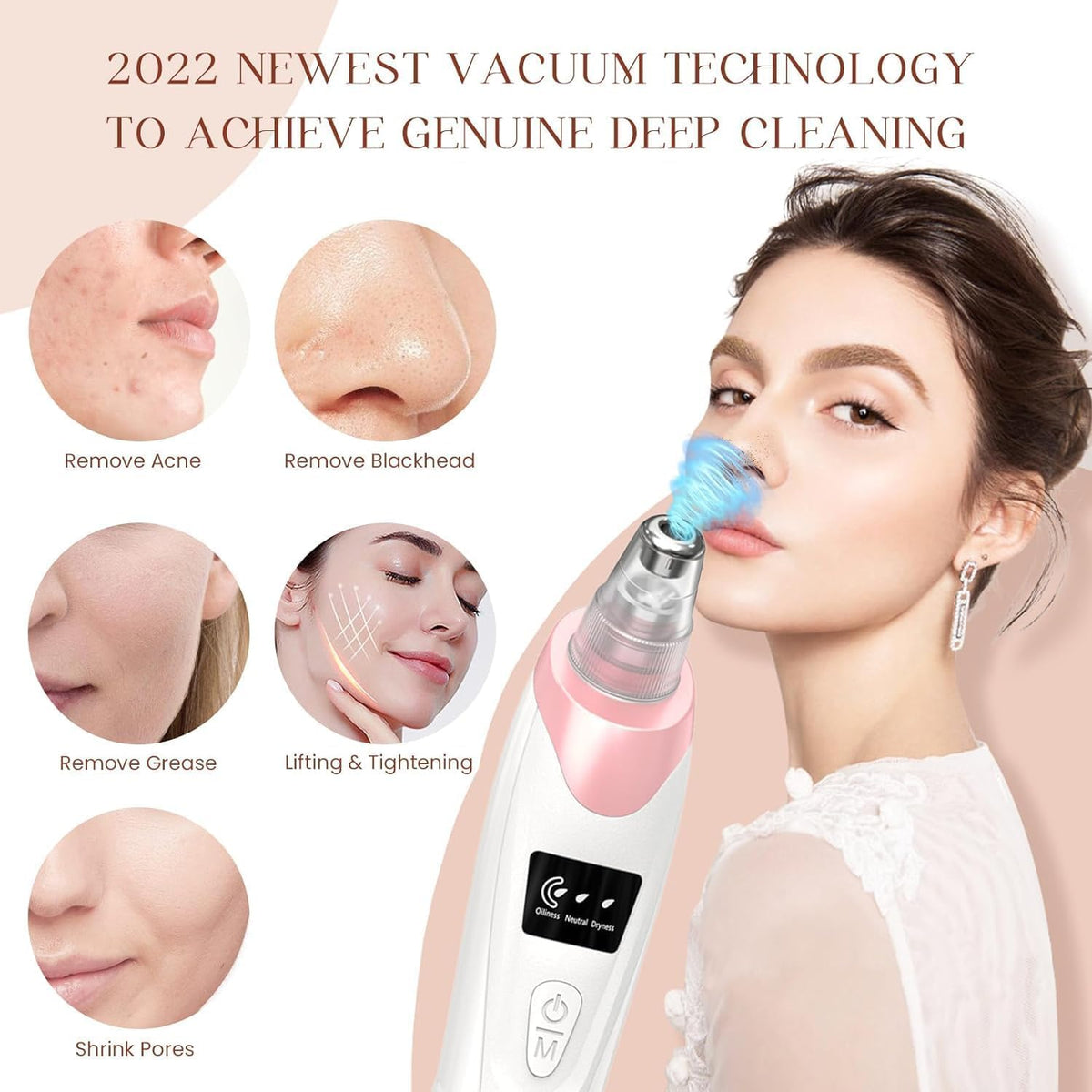 2025 Blackhead Remover Pore Vacuum,Facial Pore Cleaner-5 Suction Power,5 Probes,USB Rechargeable
