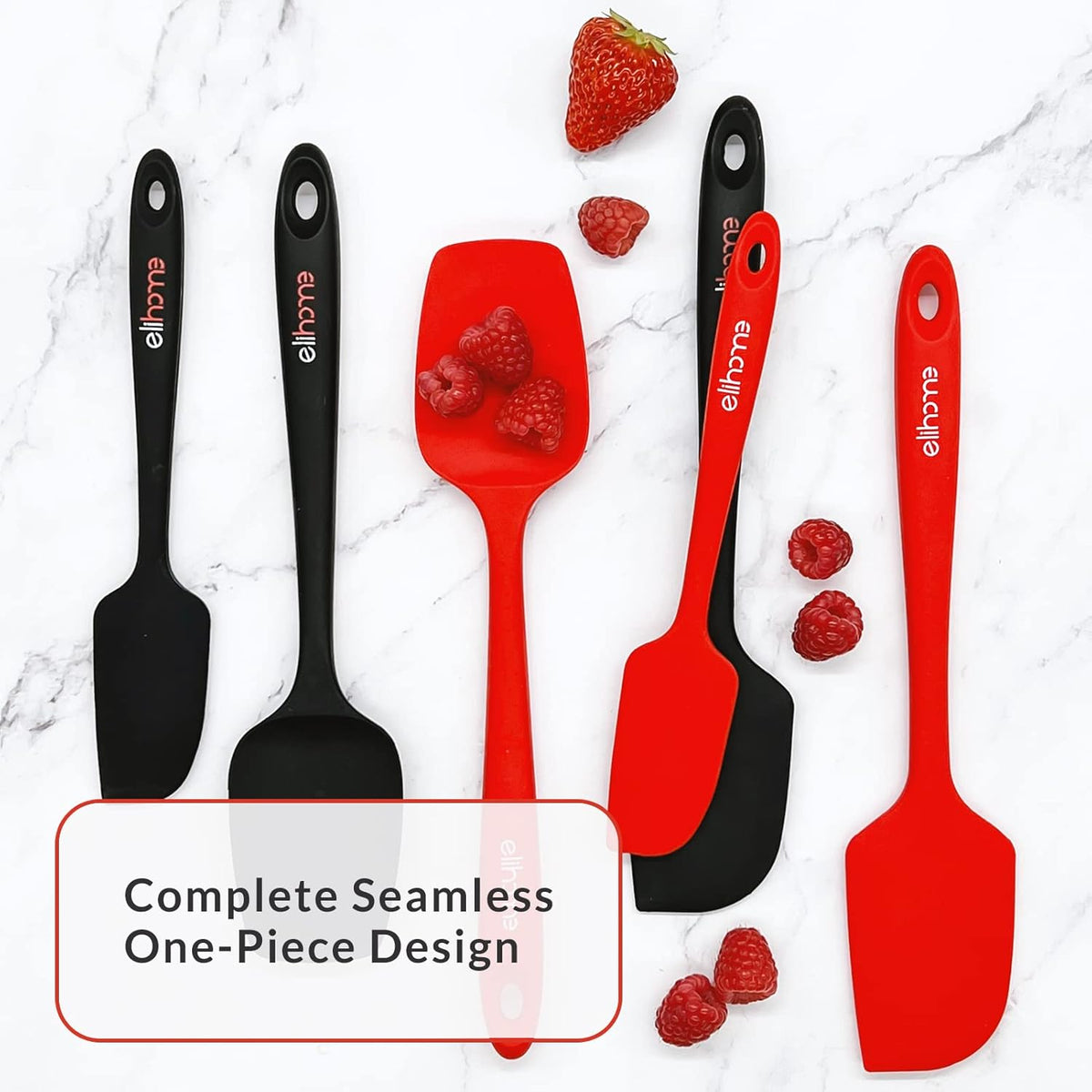 Elihome Mini Silicone Spoonula - Non-Stick Heat Resistant Silicone Scraper Spatula for Mixing
