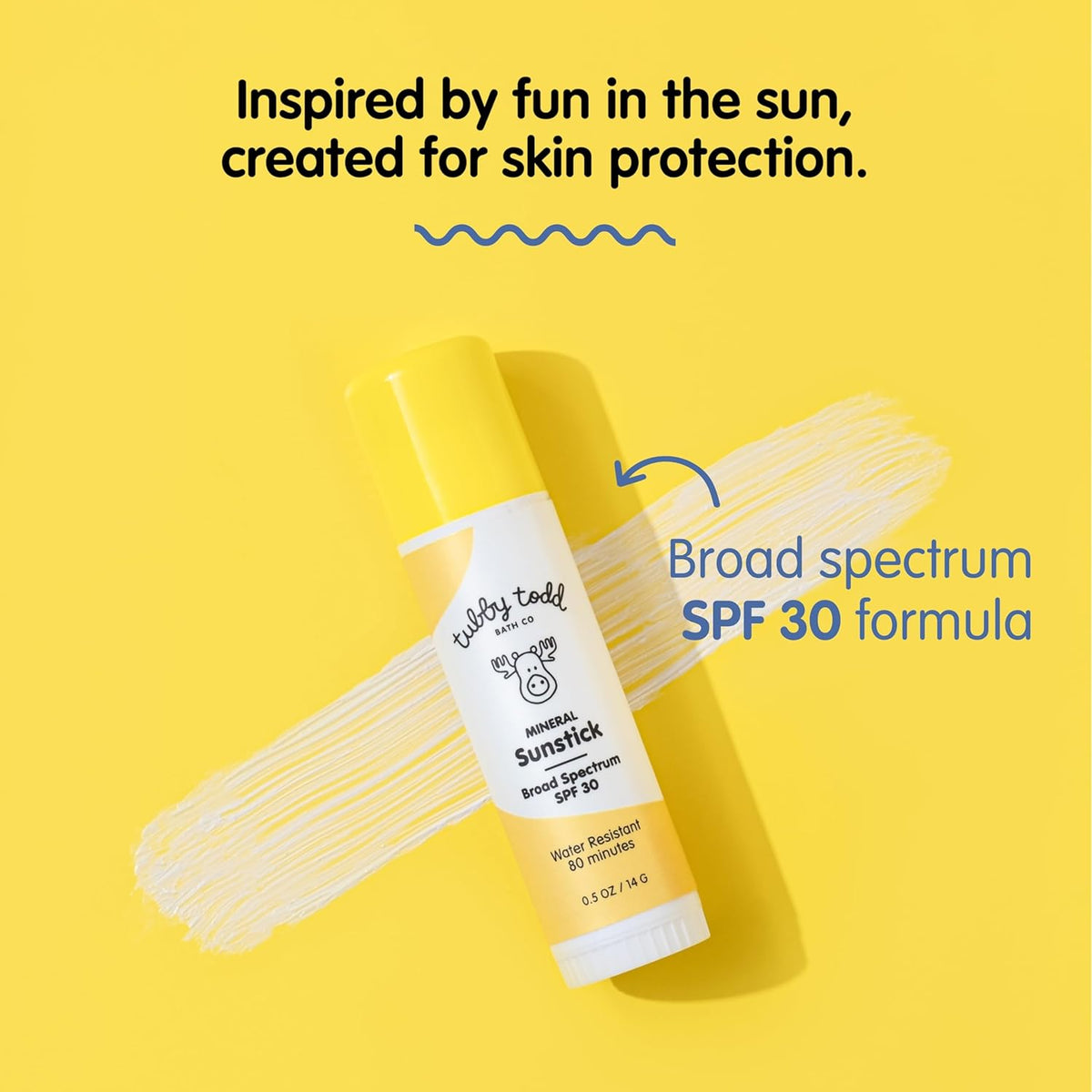 TUBBY TODD Mineral Sunstick - Broad Spectrum SPF 30 Sunscreen for Kids - Water-Resistant Stick