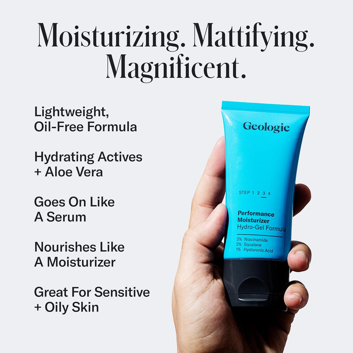 Geologie Oil Free Gel Moisturizer Cooling, Ultra Light Daily Face Moisturizer with Hyaluronic Acid