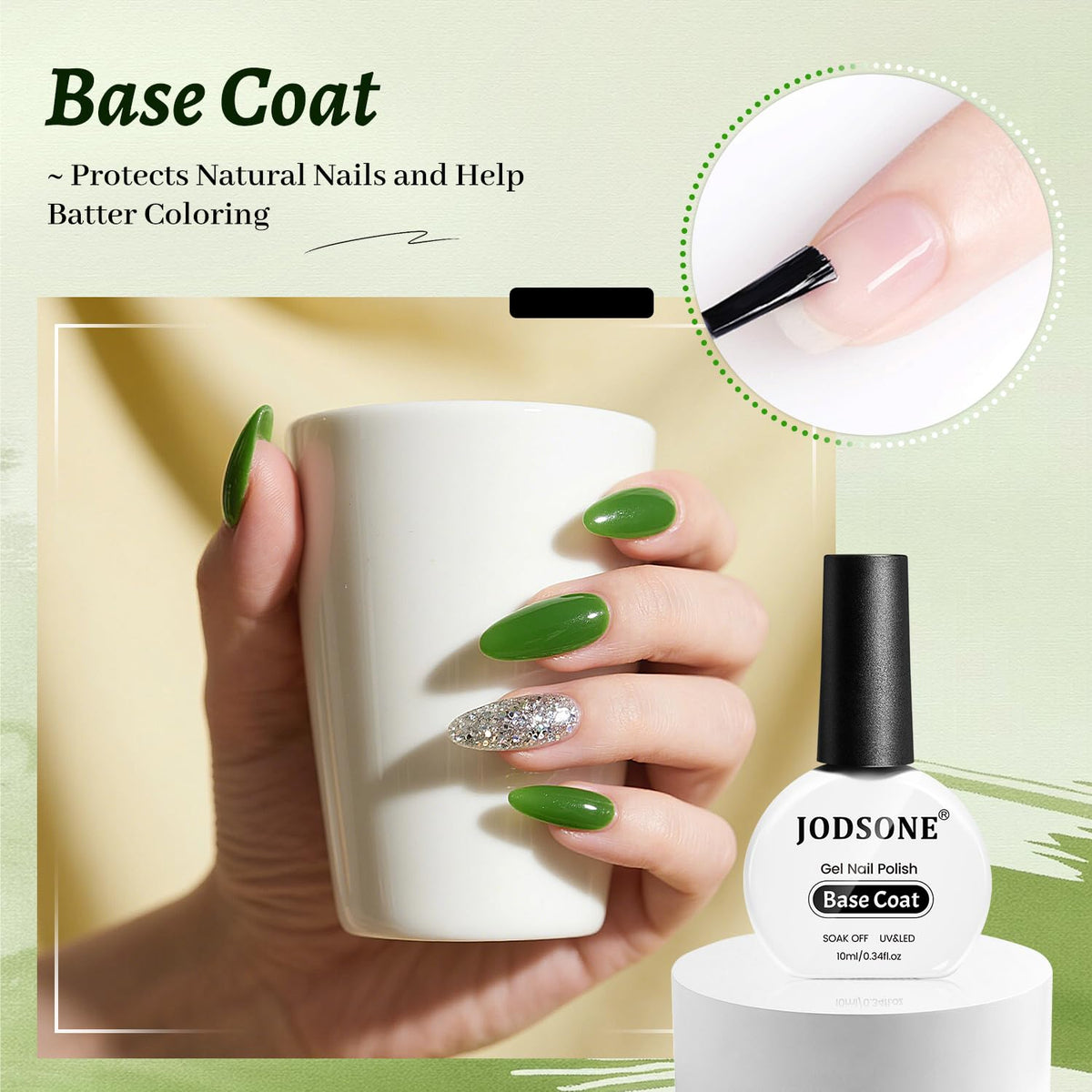 JODSONE 3Pcs 10ml Top Coat Base Coat Builder Gel Set – No Wipe Gel for Strengthening Thickening and