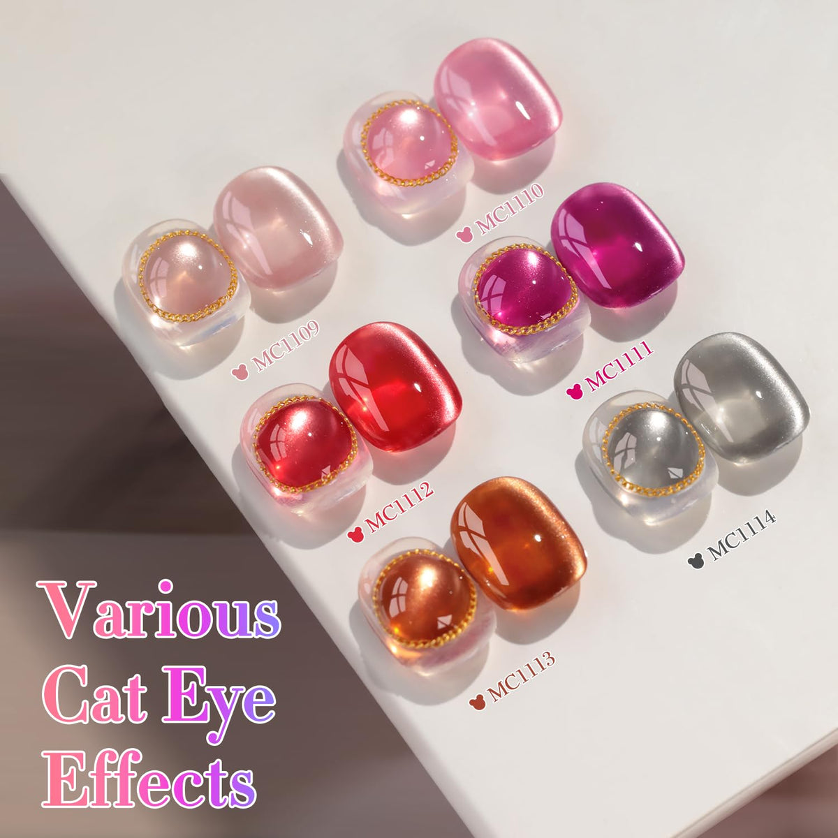 Double Rhythm Cat Eye Gel Nail Polish Set of 6 Same Color Same Bottle 0.5 Oz Shimmer Glitter with