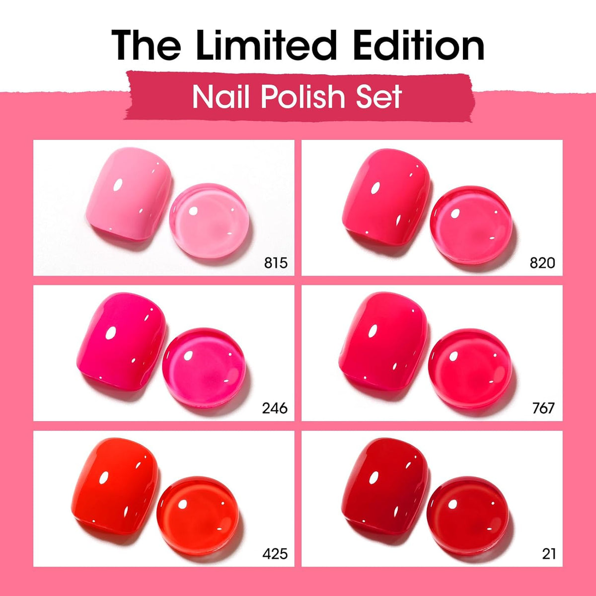 GELLEN Red Pink Nail Polish, Quick Air Dry Natural Traditional Regular Nail Polish Bright Red Hot