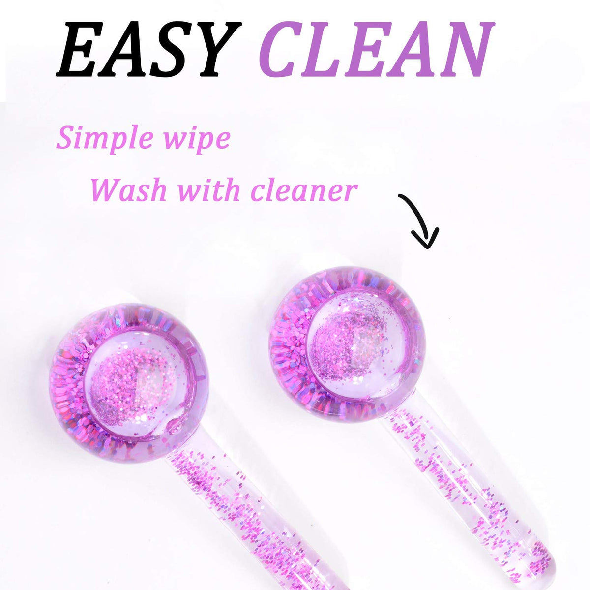 ICE BEAUTY BALLS for FACIAL, 2PCS Purple Facial Roller for Cold Facial Massage Face Roller Balls