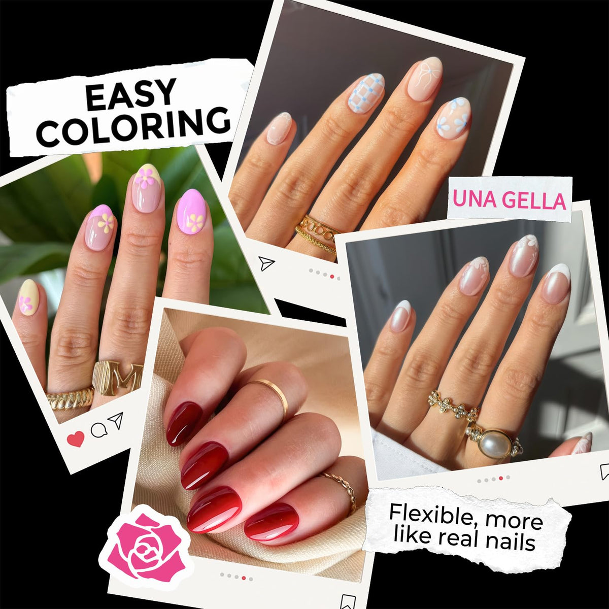 UNA GELLA Extra Short Almond Nail Tips Full Cover 216PCS Gel Nail Tips Short Almond Shaped Nails