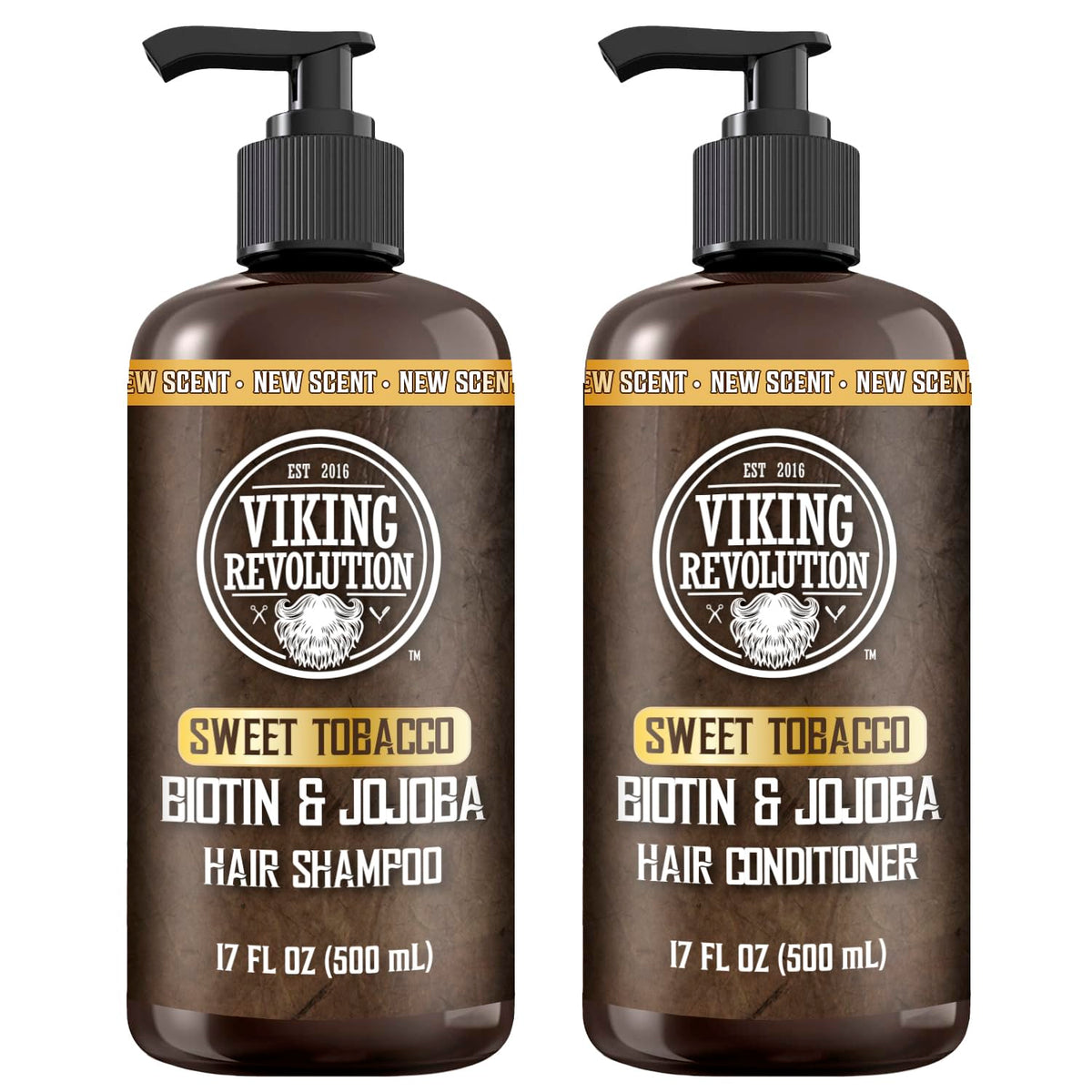 Viking Revolution Sweet Tobacco Mens Shampoo and Conditioner Set with Biotin and Jojoba Oil