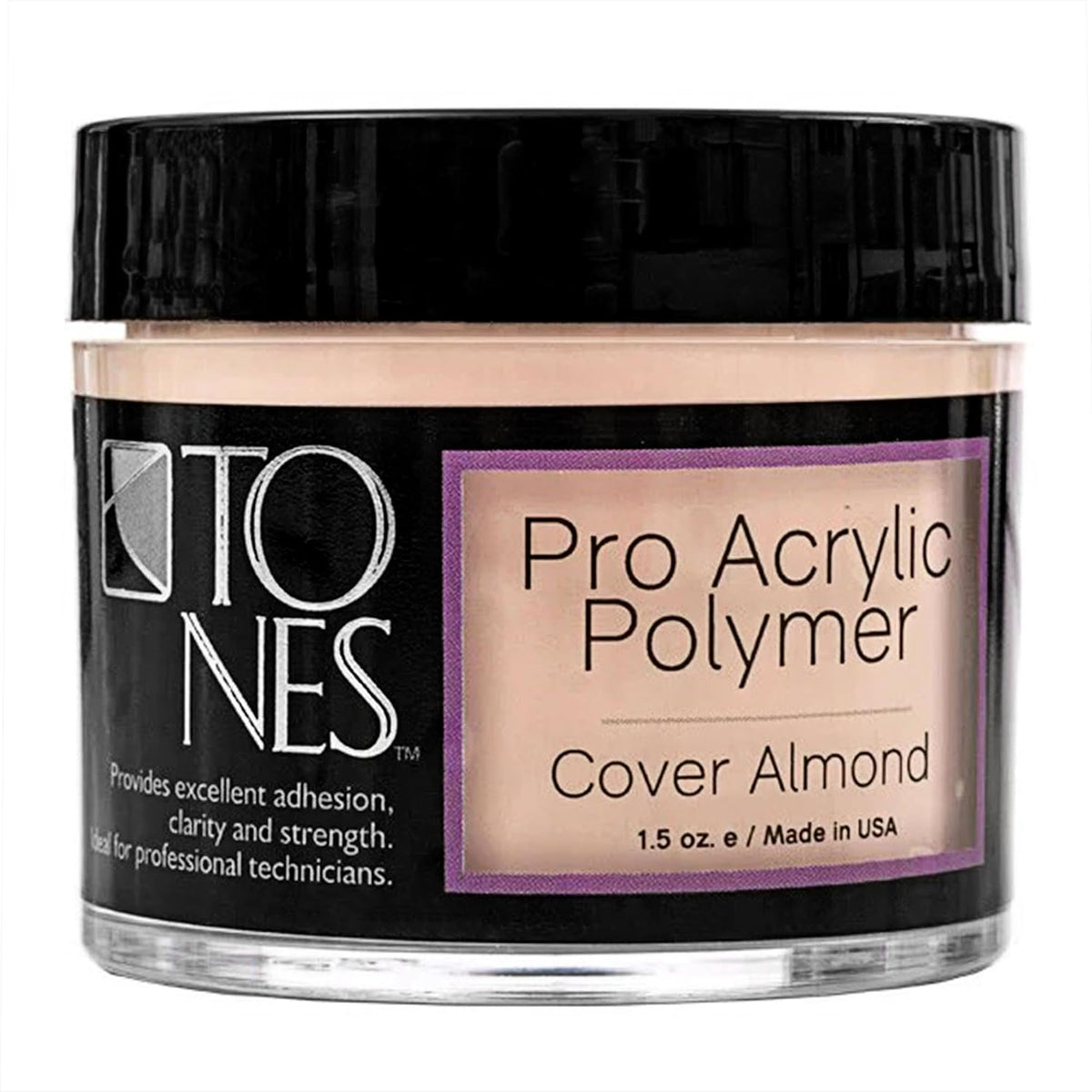 Tones Pro Acrylic Nail Powder, Cover Almond (Soft Nude Beige), (1.5 Fl Oz) - Long-Lasting &
