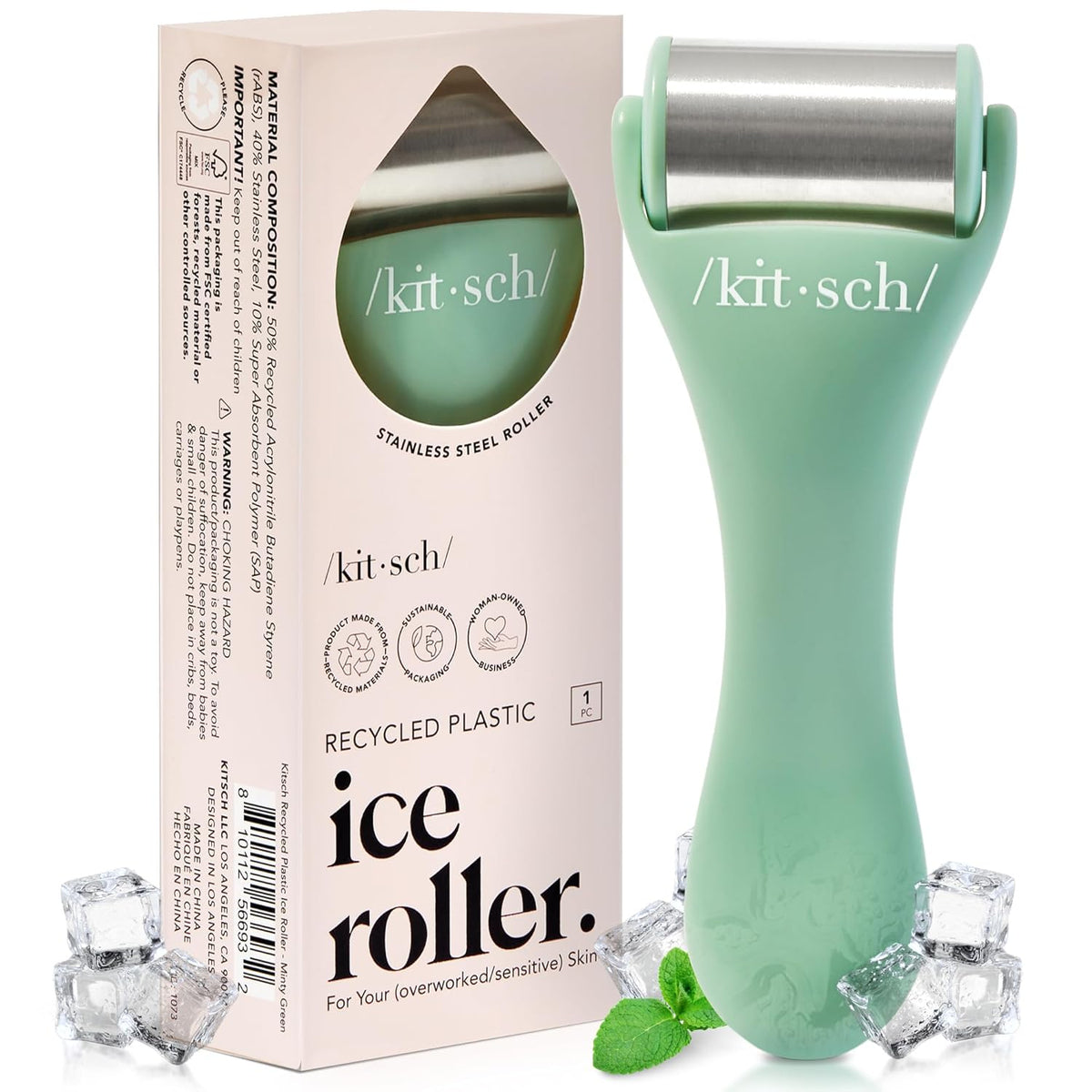 Kitsch Ice Roller for Face – Stainless Steel Face Ice Roller to Reduce Puffiness, Redness &