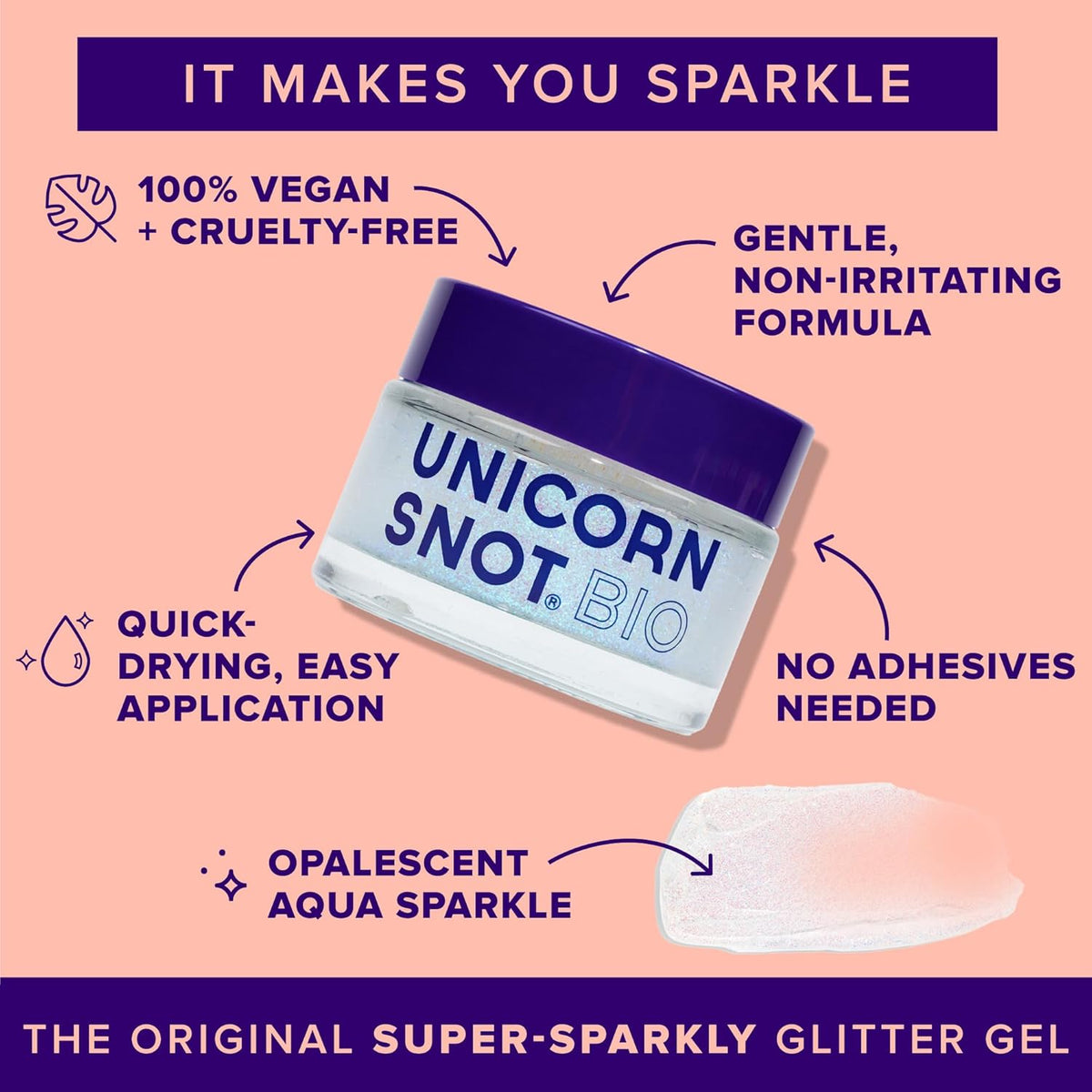 Unicorn Snot Face & Body BIO Glitter - Cosmetic-Grade Holographic Glitter Gel - Plant-Based Glitter