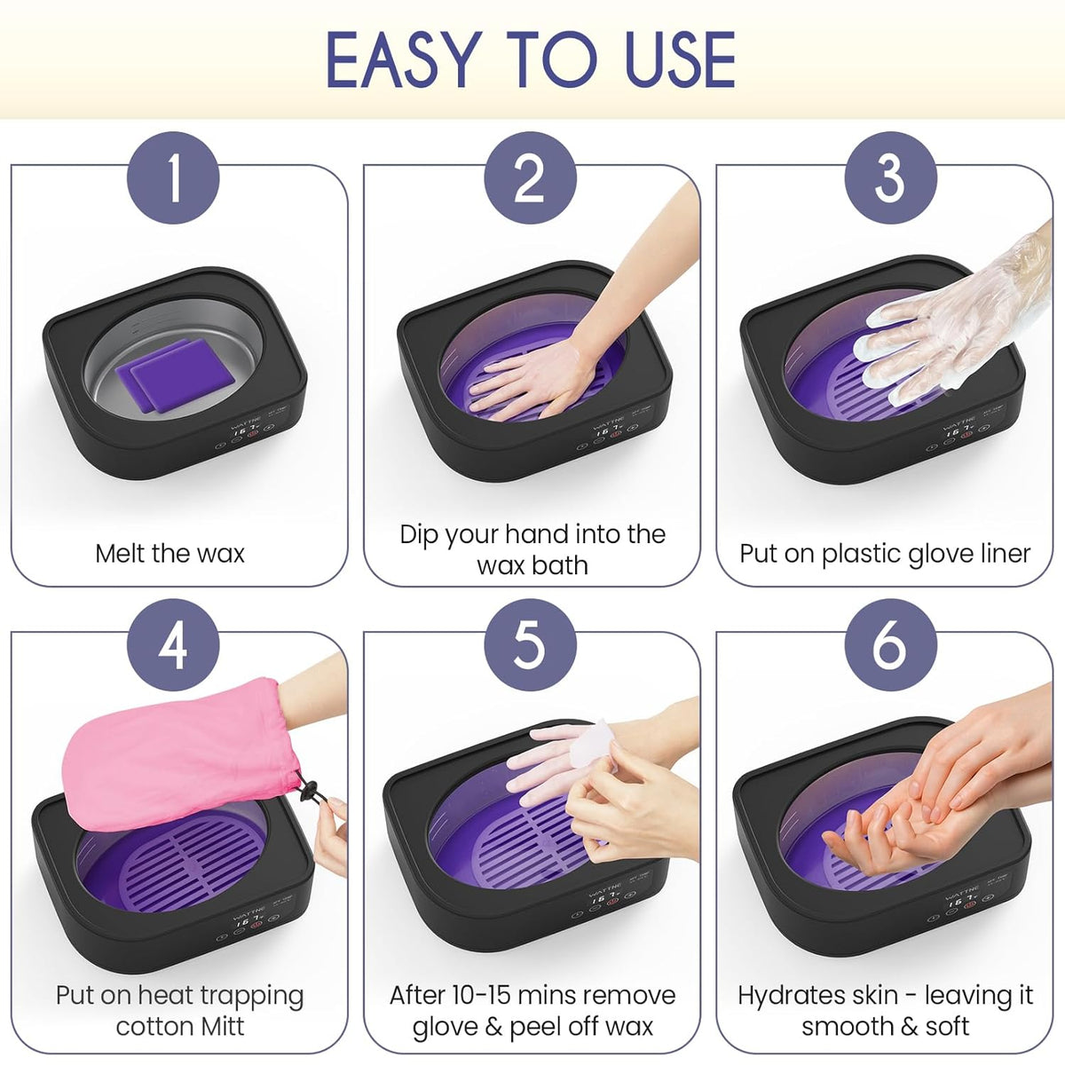 Wattne Paraffin Wax Machine for Hands & Feet – Paraffin Wax Warmer Moisturizing Kit with Auto-Timer