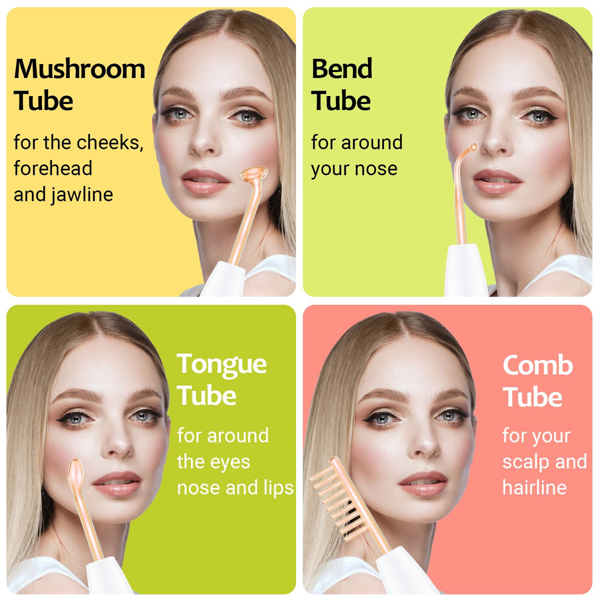 High Frequency Facial Wand - Uaike Orange Portable Handheld High Frequency Facial Machine - with 4