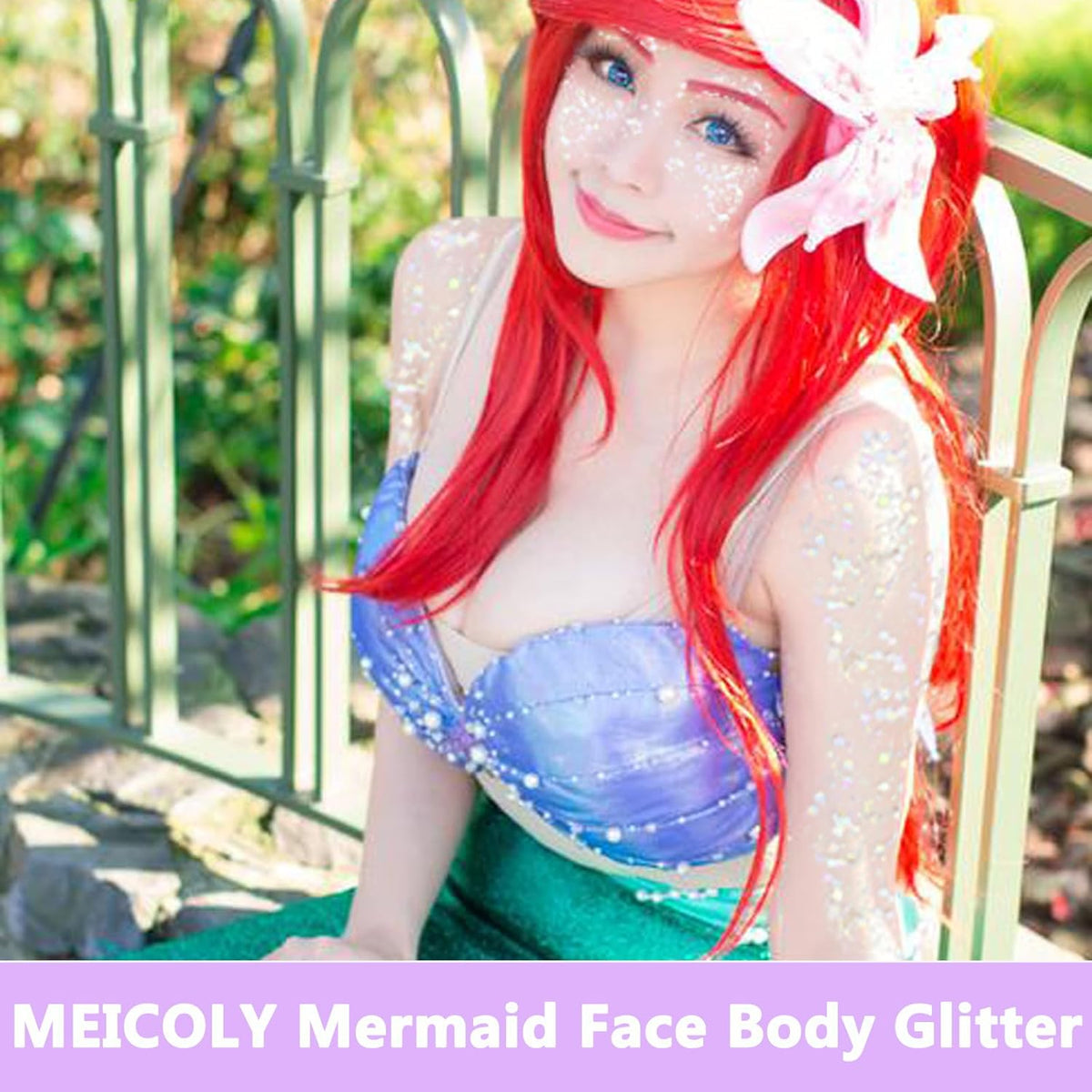 MEICOLY Clear White Body Glitter,Singer Concerts Music Festival Rave Accessories,Mermaid Face