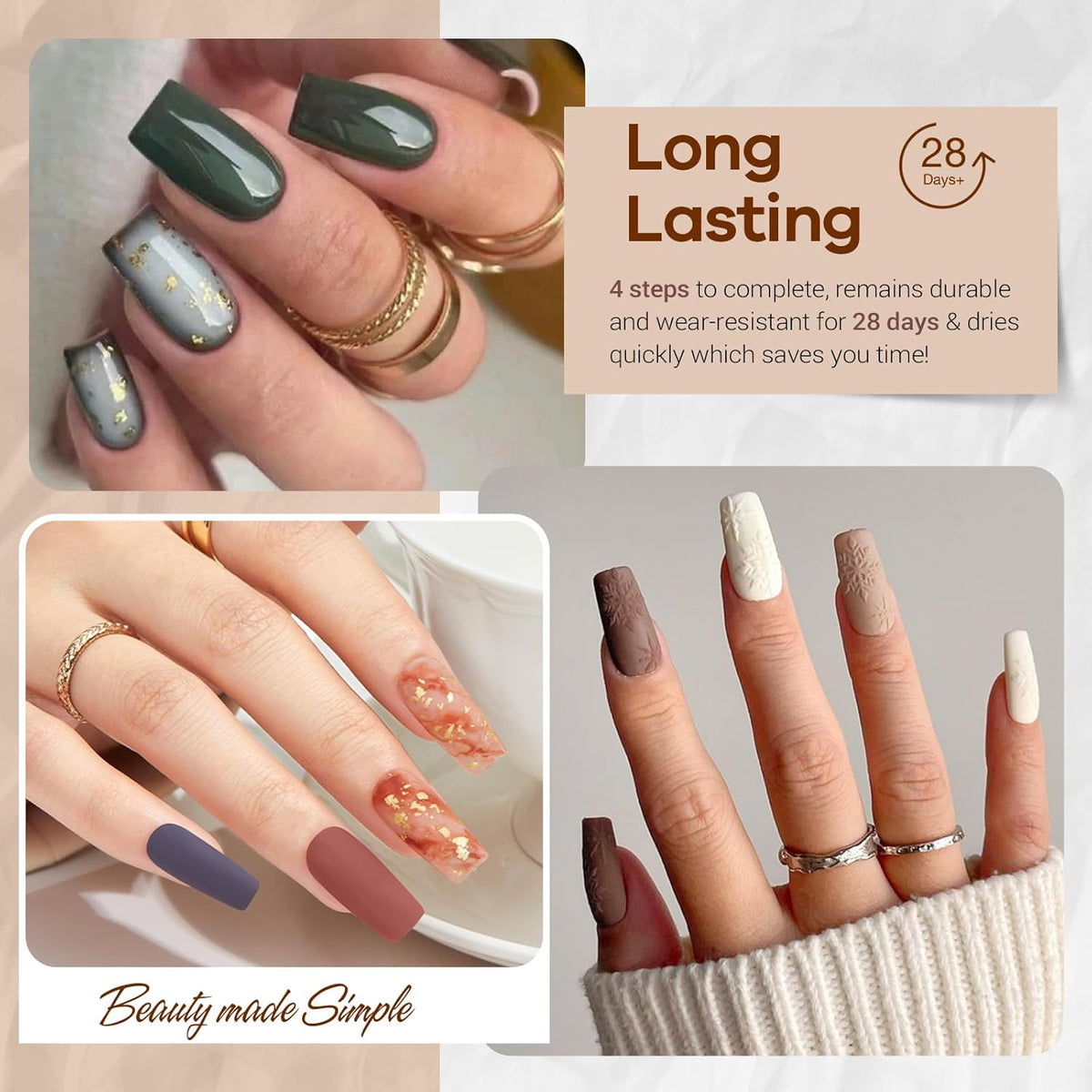 AZUREBEAUTY Dip Powder Nail Kit Starter 20 Colors Glitter Dark Green Grey Purple Fall Winter 31 Pcs