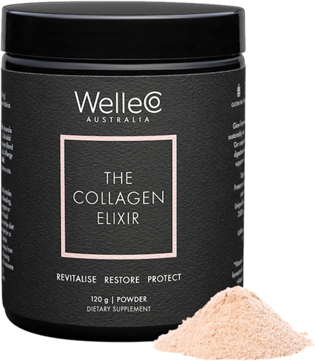WelleCo The Collagen Elixir Collagen Powder, Marine Collagen Peptides with Vitamin C, Hyaluronic