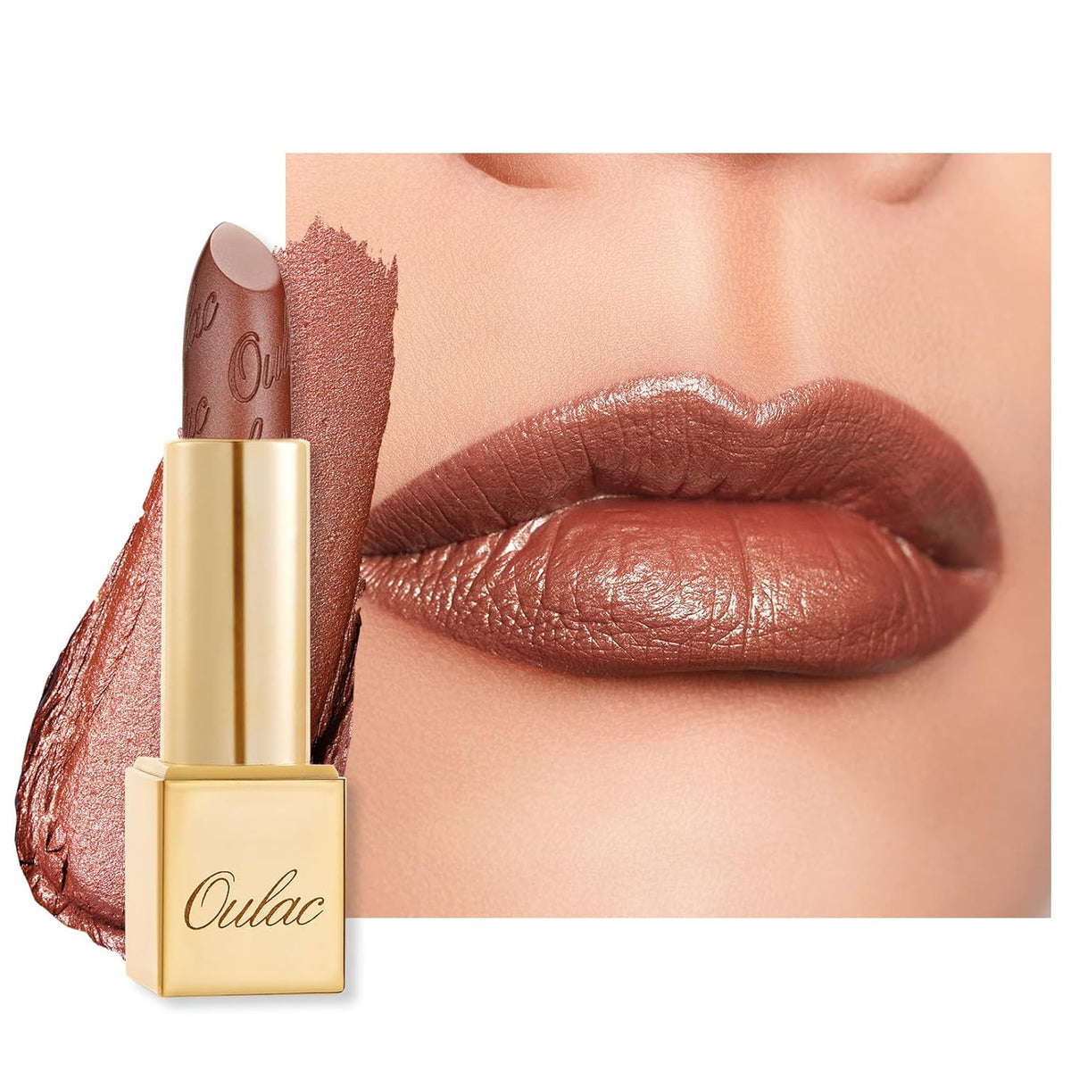 Oulac Glitter Lipstick for Women with Metallic 3D Shine Lightweight Hydrating Formula, High Impact