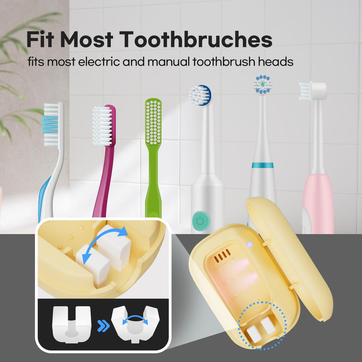 HubiCare Toothbrush Case, Spring pastel Color Portable Mini Toothbrush Covers with Holder