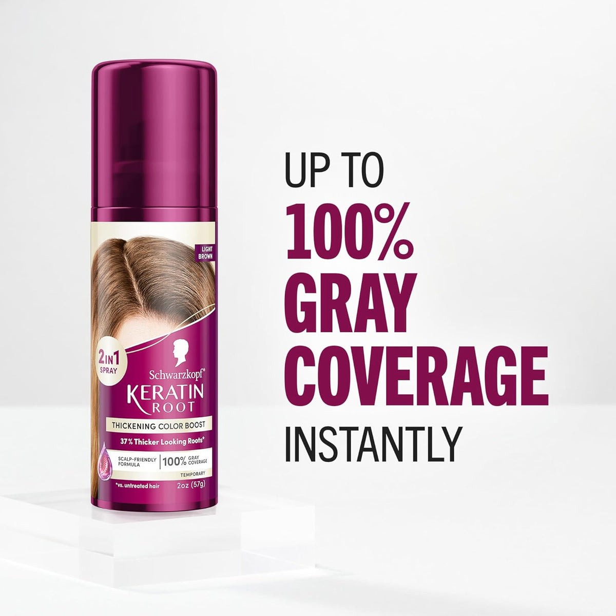 Schwarzkopf Keratin Color Root Temporary Hair Color Spray, Light Brown - Salon Inspired Temporary