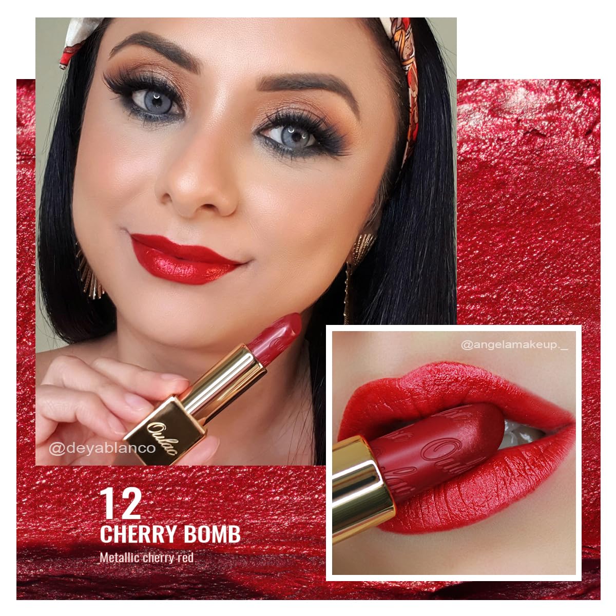 Oulac Red Lipstick Christmas Gifts for Women - Metallic 3D Shine Lightweight Hydrating Formula