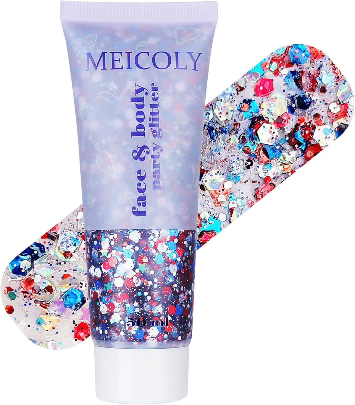 MEICOLY Red White and Blue Body Glitter,4th of July Accessories Hair Glitter for Kids,4th of July