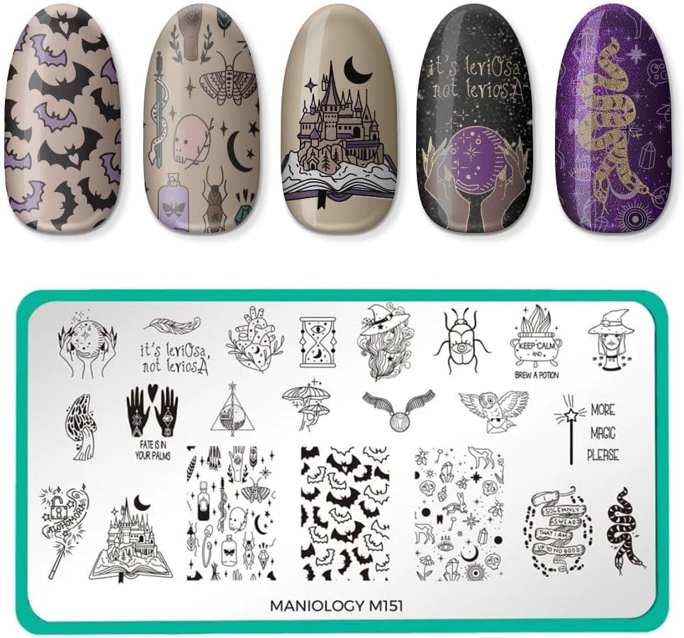 Maniology Sorcery and Spells Nail Stamping Plate Set, Halloween Plates Bundle, Sorcery Wizards