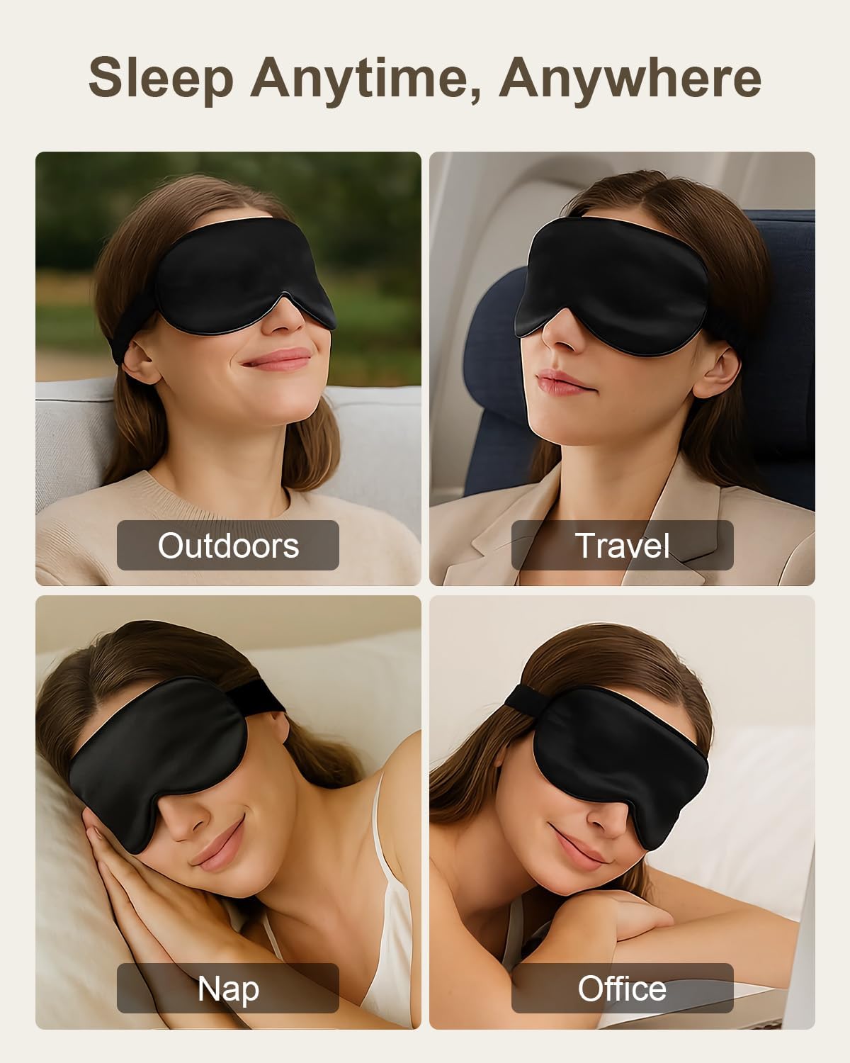 Luxury 22 Momme 100% Mulberry Silk Sleep Mask – 3D Eye Mask with Adjustable Strap, Gentle on Skin