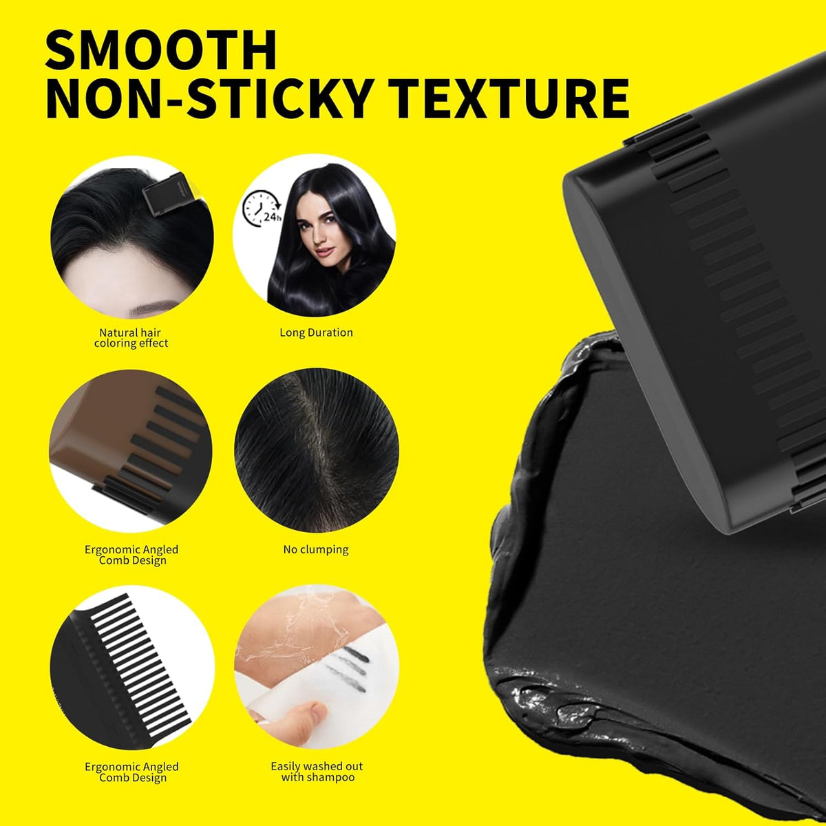 Gowwim Hair Dye Comb, Instant Portable Gray Hair Cover up Hair Dye Stick 2-in-1 Hair Color Stick