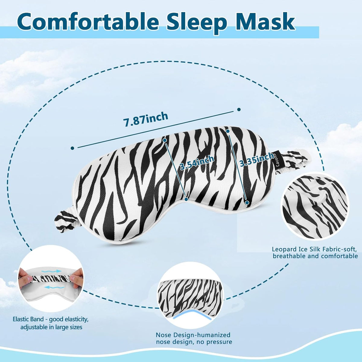Sleep mask w/Cooling Gel Eye Mask, Heated Eye Mask for Sleeping, Reusable Ice Silk Stain Eye Cover