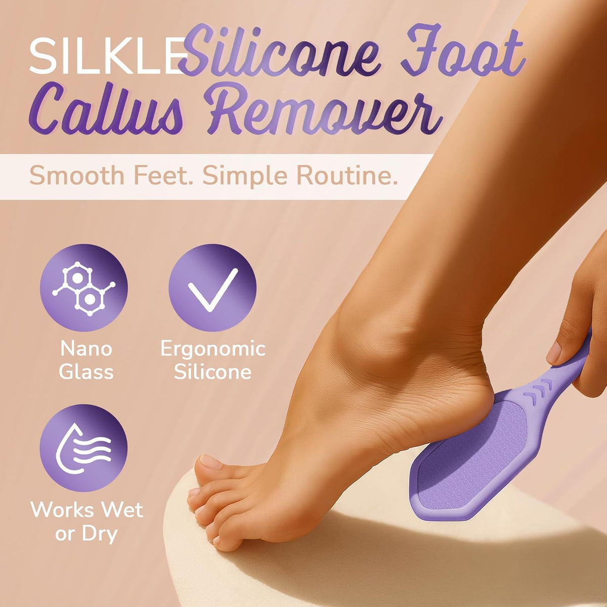 Silicone Foot Callus Remover - Nano Glass Foot File for Dead Skin and Cracked Heels - Callus