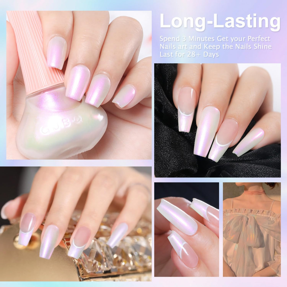 Major Dijit Quick Dry Nail Polish Pearl White Pink Summer Nail Lacquer for Nail Art Regular Nail