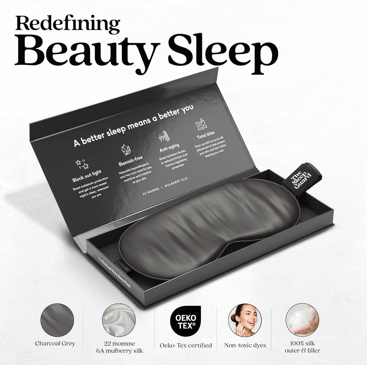 Pure Silk Sleep Mask [100% 6A Mulberry Silk, 22 Momme] Light Blocking Travel Essentials. Eye Masks