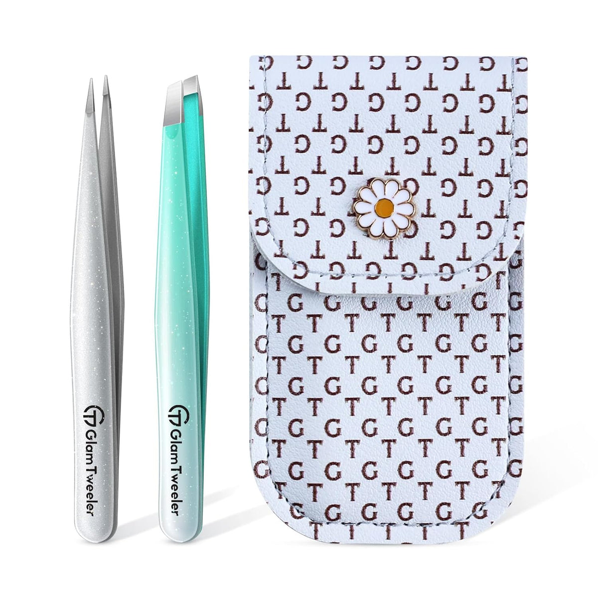 Expert Slant and Point Tip Tweezer Set with Exclusive Storage & Carrying Case, GlamTweeler Sharp &