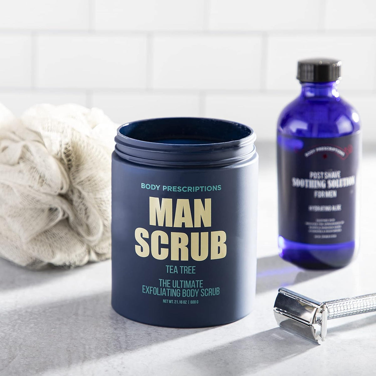 Body Prescriptions Men’s Exfoliating Body Scrub – Ultimate Skin Cleansing Wash in Jar with