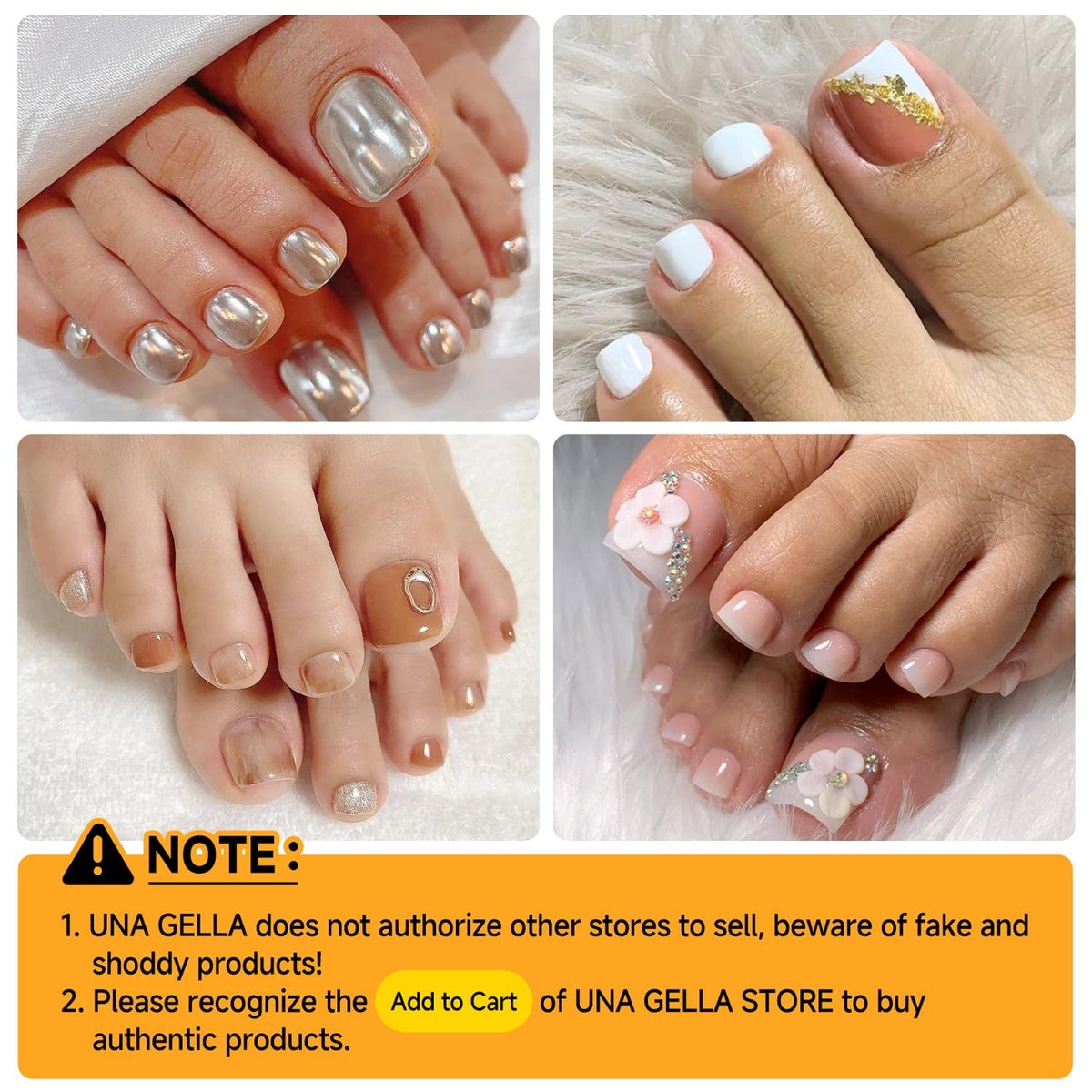 UNA GELLA Toe Nail Tips 504Pcs Short Square False Soft Gel Full Cover Fake Toe Nails Matte Toe