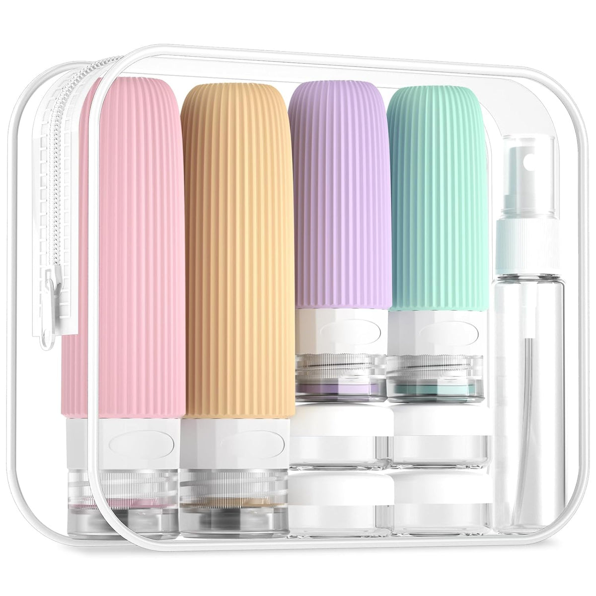 16 Pack Travel Bottles Set, TSA Approved Leak Proof Silicone Squeezable Containers for Toiletries
