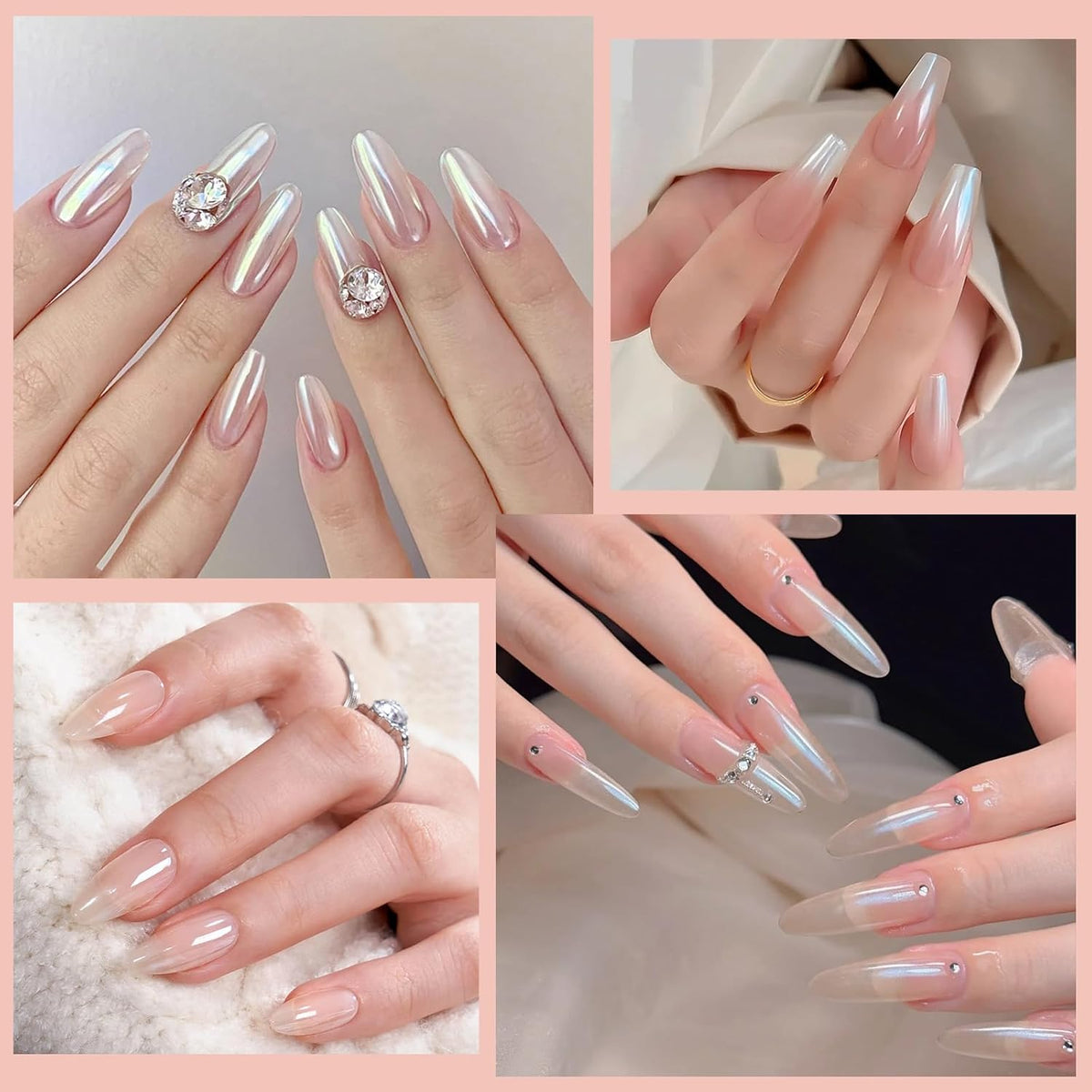 Artdone 16 Colors Chrome Nail Powder, Iridescent Aurora Chameleon Powder Metallic Mirror Effect