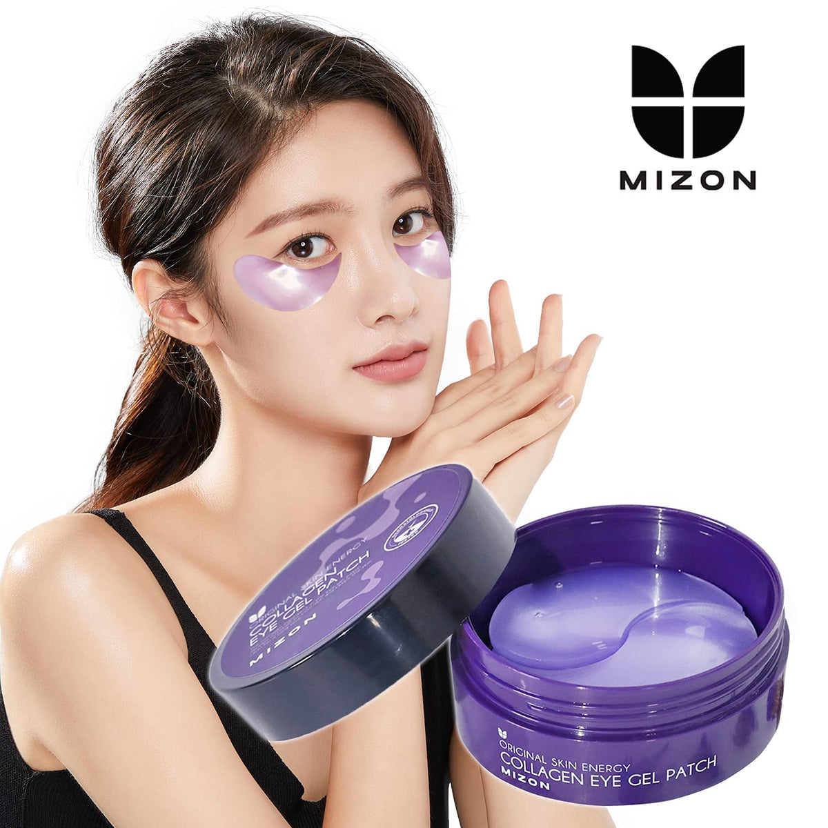 MIZON Collagen Eye Gel Patch with Hydrolyzed Collagen, Caviar, and Chamomile for Firming