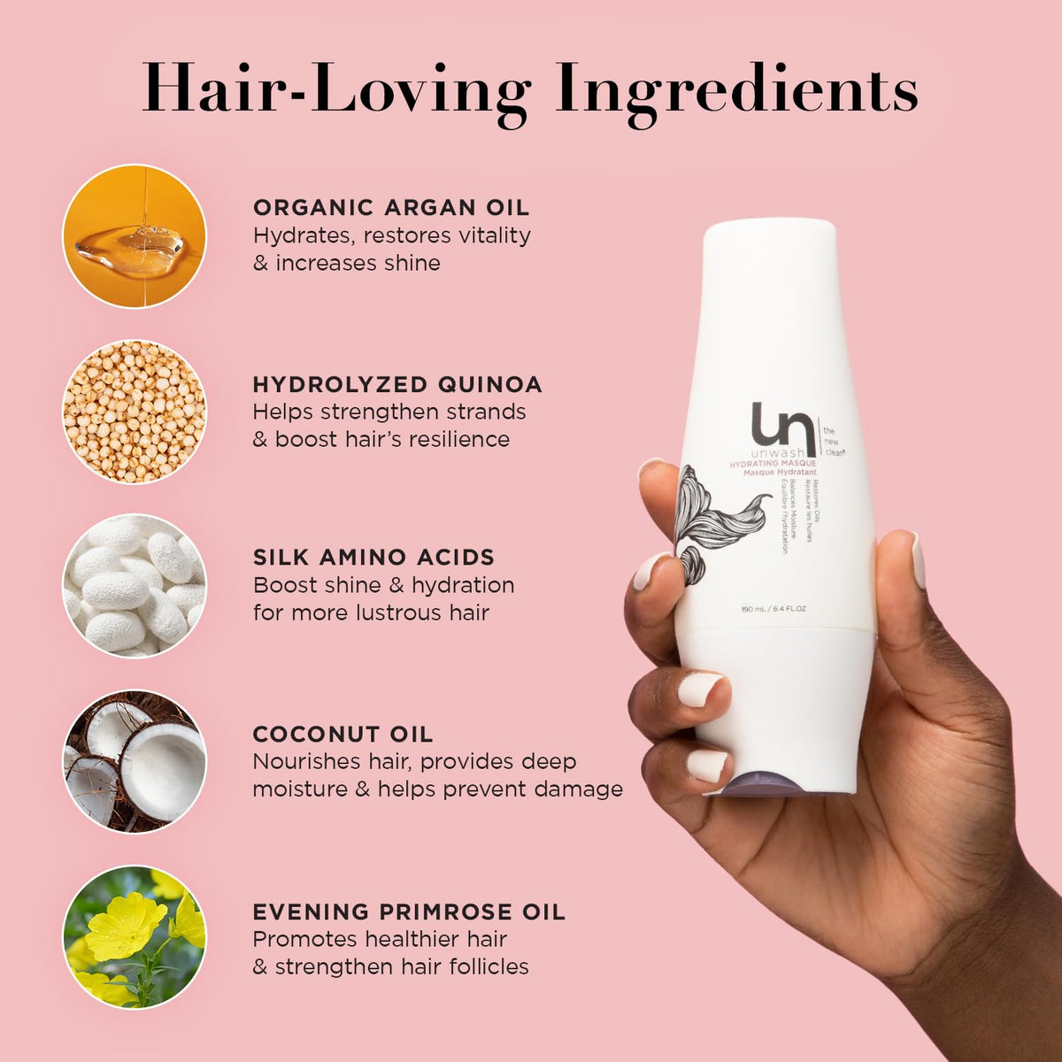 unwash Hydrating Hair Masque - Deep Conditioning & Restorative Hair Treatment for Damaged, Dry &