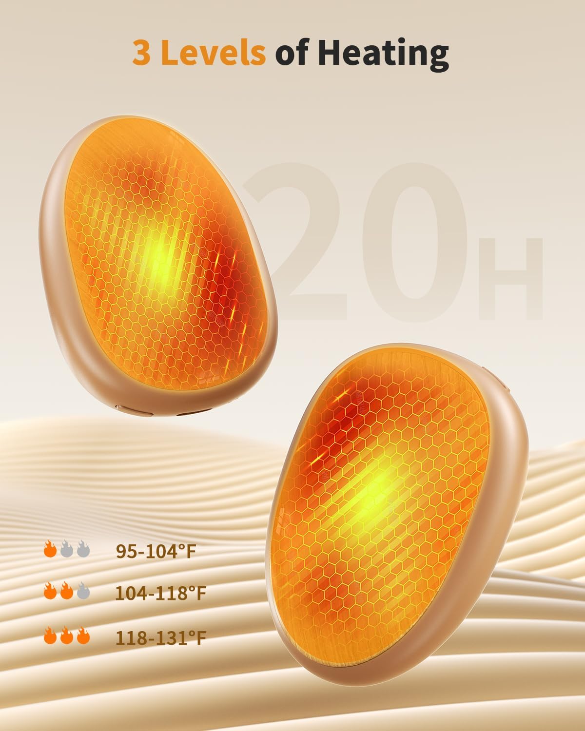 Hand Warmers Rechargeable 2 Pack, AI Temperature Control Electric Handwarmers, Stone Shape Portable