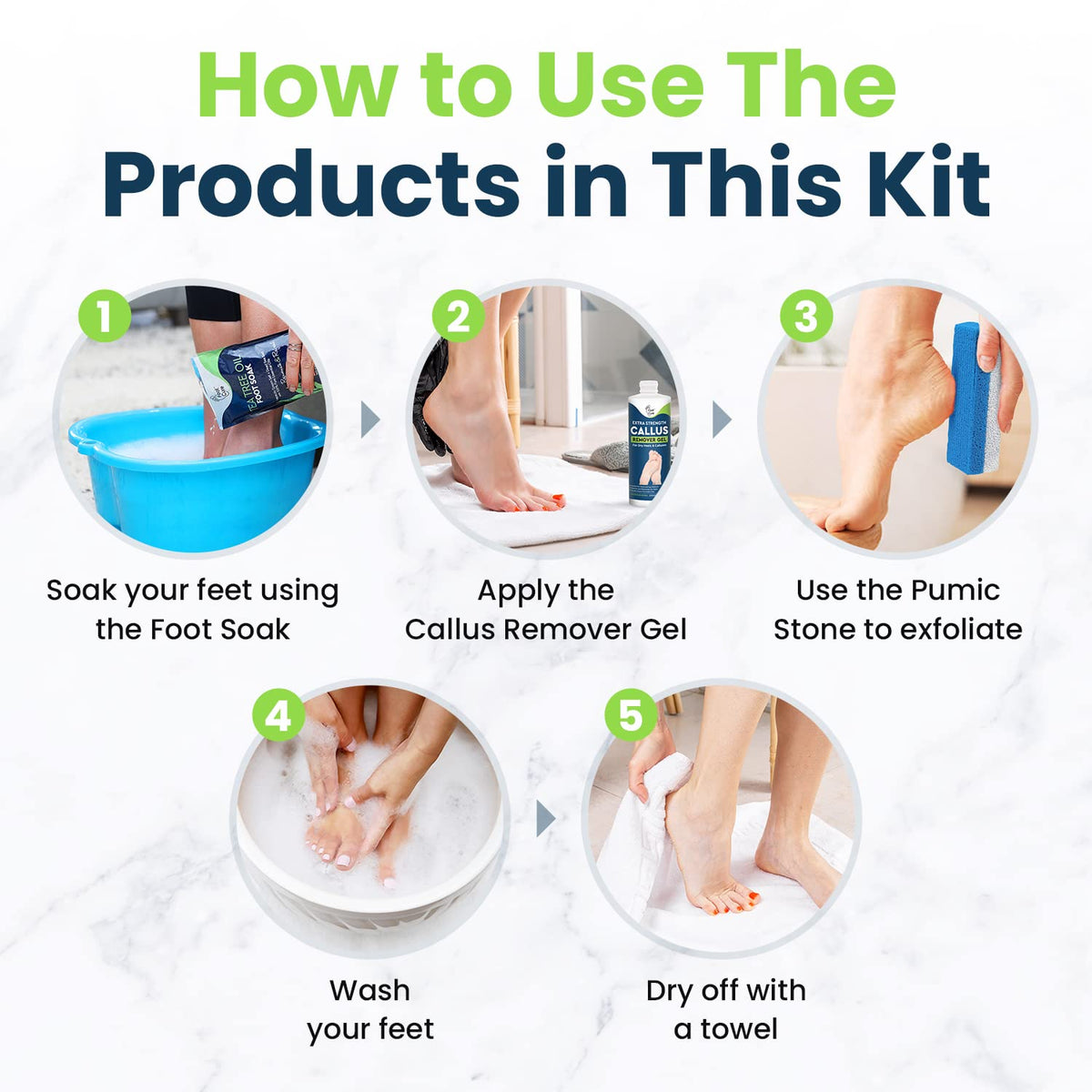 Tea Tree Foot Soak & Callus Remover Gel Kit - Extra Strength Callus Remover Gel & Foot Soak With
