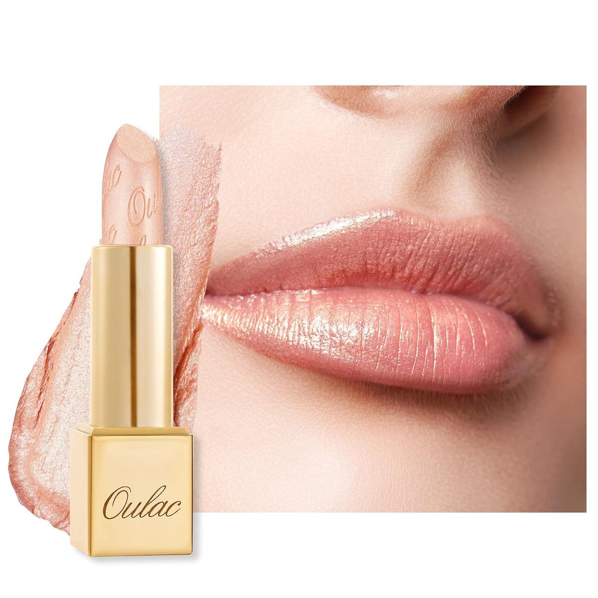 Oulac Glitter Lipstick for Women with Metallic 3D Shine Lightweight Hydrating Formula, High Impact