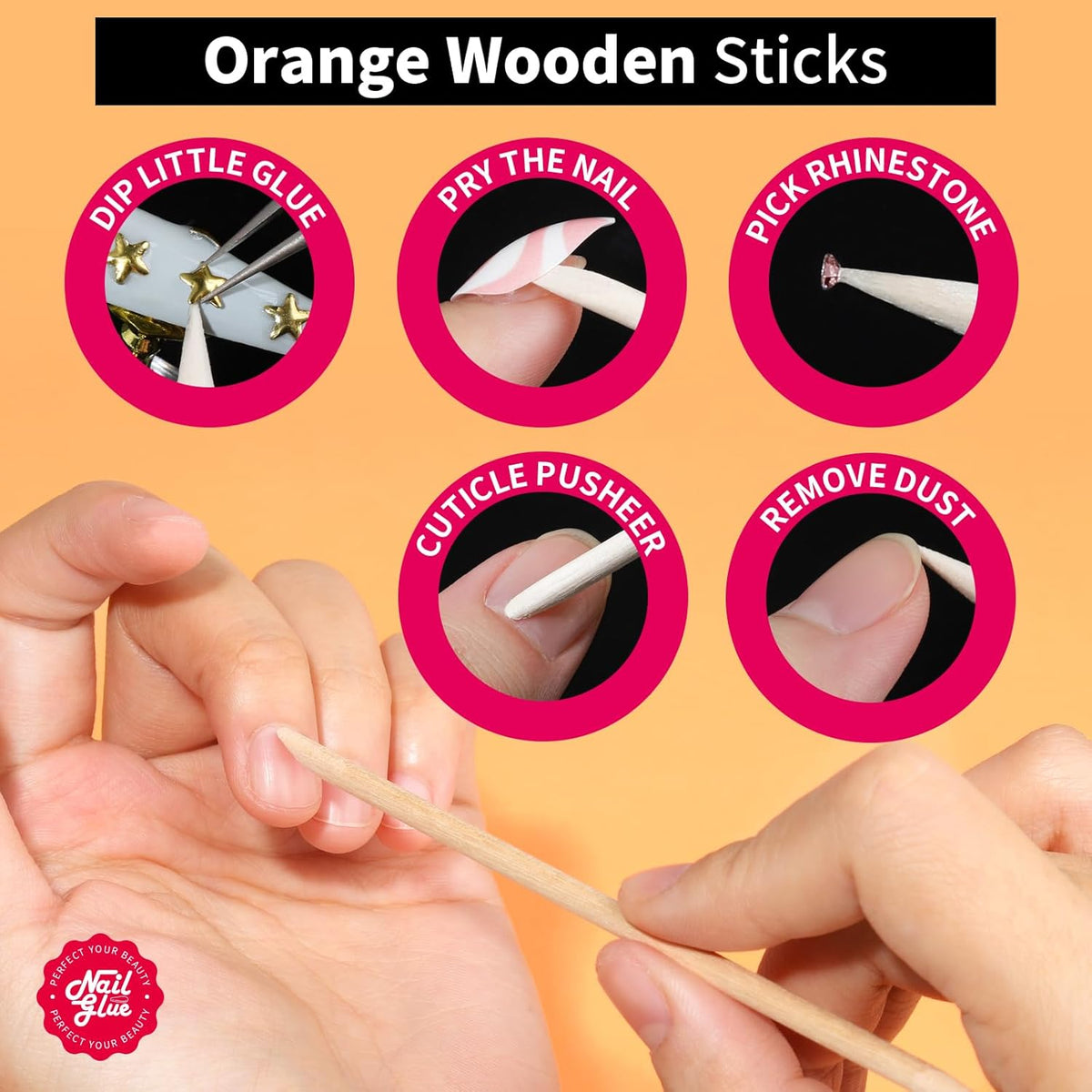 Teenitor Pink Nail Glue, 10 Pack Brush On, Strong for Press Ons & Acrylic Nails, Water Resistant